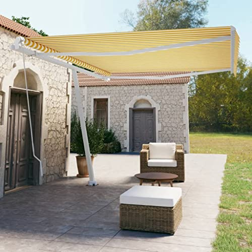 Prato & Giardino-Outdoor Living-Finestra & Porta Tende da sole autoportanti Manuale retrattile 450x350 cm Giallo/Bianco