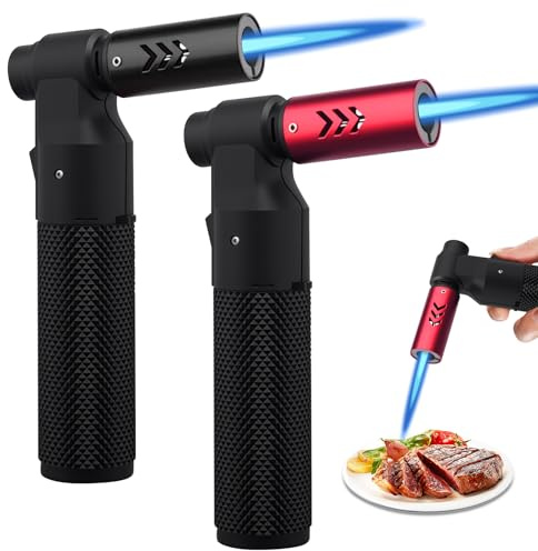 2 Pièces Chalumeau De Cuisine, Chalumeaux De Cuisine, Briquet Tempete Rechargeable Flamme Réglable Anti Vent Coupe-Vent Briquet Pour Bougie, Barbecue, Camping, Pâtisserie, Desserts(Pas De Gaz)