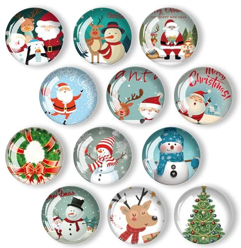 Morofme ﻿Weihnachten Kühlschrank Magnete 12pcs, Kühlschrankmagnete mit Weihnachtsman, Schneeman, Elch Muster für Dekor Weihnachtlicher Atmosphäre, Täglich für Büroarbeiten, Feste Ansagen, Fotos etc