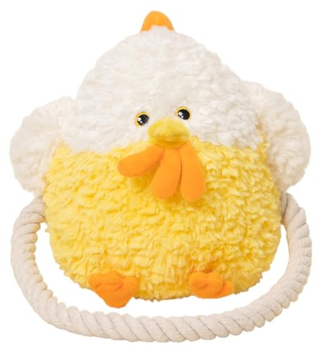 Tihoho Plush Squeaky Dog Toy Crinkle Paper and Rope Interactive Stuffed Animal Dog Toys for Small and Medium Dogs Toys Cute Puppy Birthday Present(yellow)
