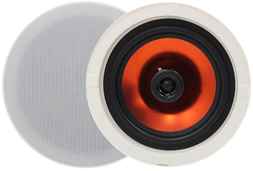 STUDIOFINIX 8-Inch Flush Mount Passive Ceiling Speakers, 400W Max Power Output Pair - Perfect for Clear Sound in Living Room, Office, Kitchen, Basement & Covered Patio (2 Speakers)