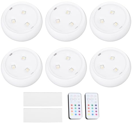 Fafeicy LED Puck Lights, Farbwechsel Unter Schrankbeleuchtung, Ferngesteuerte RGB -Puck -Lichter für Schränke und Regale