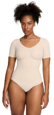 creamy fabrics Shapewear Damen Bauchweg Kurzarm Body mit Slip stark formend | Body Shaper Damen mit kurzen Ärmeln und weichem Stretch für glatte Looks unter Kleidern Hosen Jumpsuits und festliche Outfits