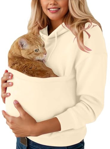 Generisch Hoodies mit Katzentasche, lustige Sweatshirts mit Kängurutasche, Übergröße, für Katzen und Hunde, Babytrage, niedlicher Haustierhalter, Kapuzenpullover, Katzen- und Hunde-Tragetasche Hoodie
