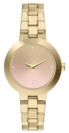 Armani Exchange Watch for Women, Quarz Zweizeiger Uhrwerk und 36mm Gehäusegröße mit Edelstahl- oder Lederarmband