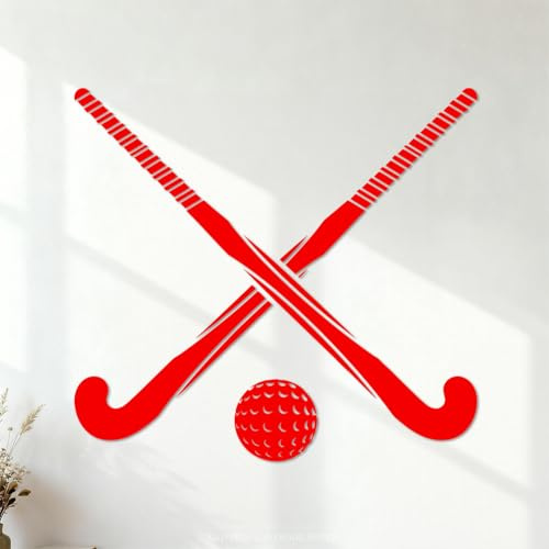 Schriftaufkleber Feldhockey-Ballsportspiel 54x58.3cm Beschädigt die Wandoberfläche nicht Rot