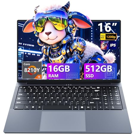 Tunhail PC Portatile 16 Pollici, Computer Portatile Core i5 fino a 3,60 Ghz, Notebook 16GB RAM 512B SSD, Laptop 1920 * 1200 IPS Full HD Schermo, USB3.0, Type-C, Per Studio Lavoro