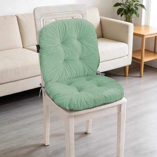 Trädgårdsstol ryggstöd 42 x 85 cm, extra tjocka sittdynor, skrivbordsstol, pallkudde, sittdyna, trädgårdsmöbler, trädgårdsstolsdynor för trädgårdsstolar, sittdyna, utomhus, sittdyna (grön)