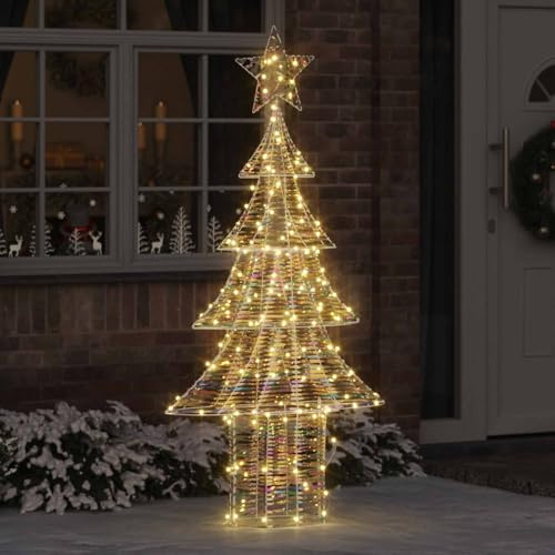 Weihnachtsbaum mit 240 LEDs warmweiß, 181 cm großer PET Tannenbaum, USB-betrieben, wetterbeständig, moderner Christbaumschmuck für Wohnzimmer, Advent, festliche Dekoration