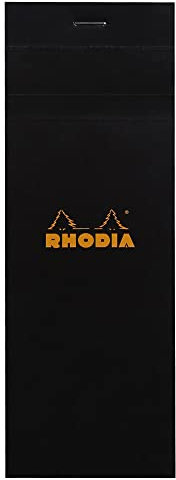 Rhodia 82009C Notizblock (kariert, 74 x 210 mm, 80 Blatt) 1 Stück schwarz