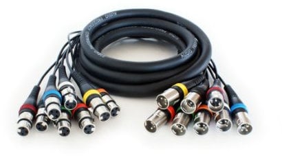 6m - 8 Way XLR Male to Female Loom Cable - Microphone Stage Snake Multicore Lead - Loops