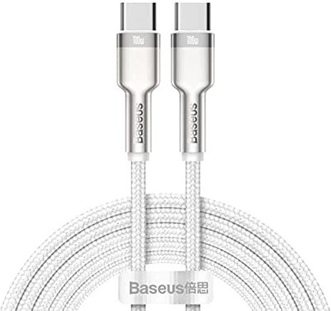 Baseus Cafule Metal Series, Lade- & Data Übertragungskabel, Weiß - Schwarz, 2 m, 100W, USB Type C & USB Type C