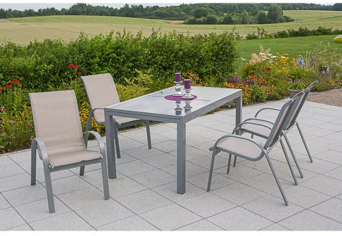 MERXX Gartenmöbel-Set Amalfi, silber/champagner 5 tlg.