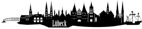 Skyline4u Wandtattoo Lübeck mit Sehenswürdigkeiten 100 x 19,9cm schwarz
