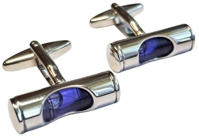 korpikus Men's Novelty Silver Colour Stainless Steel Spirit Level Cufflinks In Gift Bag