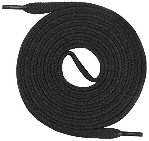 Un par de cordones Monte Swiss © Premium, 100% algodón, resistentes a roturas, 7 mm de ancho, entre 45 y 200 cm de longitud, Unisex, negro, 150 cm