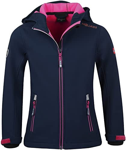 Trollkids Girls Trollfjord Jacket 176, Navy/pink