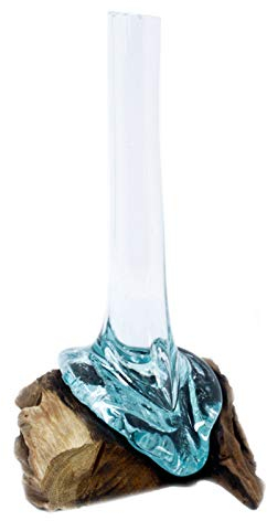 Ancient Wisdom Molten Glass on Wood - Vase