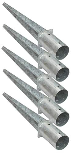 5 x 80 mm Rundpfosten Hülsen Einschlag-hülse Bodenhülse für Holzpfosten Holzzaun