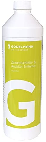 GODELMANN Steinreiniger außen | Zementschleier- & Ausblüh-Entferner | Entfernt Zementschleier, Zementreste & Kalkablagerungen | 1,0 l