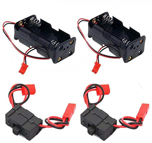2Set ShareGoo On/Off Power Switch Battery Receiver & 4 Cell AA Battery Container Case Holder Pack Box with JST Plug Compatible with HSP Redcat Traxxas 1/8 1/10 RC Nitro Power Car Crawler Truck