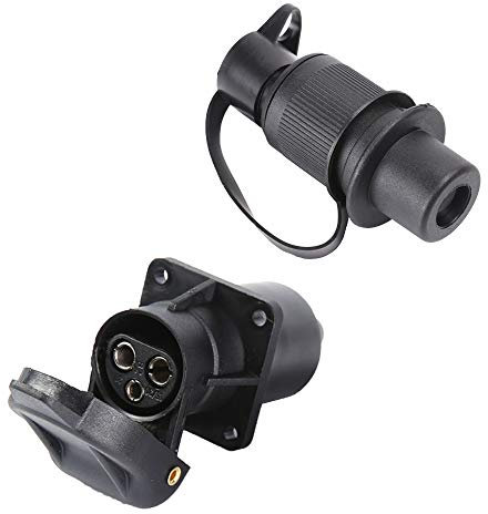 ETUKER Prise Remorque & Prise pour Remorque 3 Broches, 12V Étanche Prise De Remorque 3 Broches Femelle Male, Prise Remorque Attelage 3 Broches Mate Convient Remorque/RV/Voiture(4 Points De Montage)