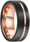 NUNCAD Ring Wolfram Unisex schwarz/Rosegold 8mm Aufarbeitung durch Mattierung und rosegoldenem Einschnitt perfekt für Hochzeit Verlobung und Veranstaltung Größe 68.5 (21.8)