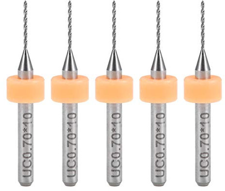 sourcing map PCB Drill Bits 0.7mm Tungsten Carbide Rotary Tool Jewelry CNC Engraving Print Circuit Board Micro Drill Bits 1/8 Inch Shank 5 Pcs