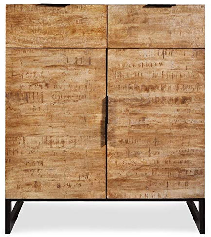 Menzzo Commode 2 tiroirs et 2 Portes battantes Panara Chêne Clair