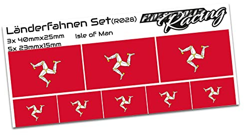 8er Set Länderaufkleber Fahne Länderfahne Flagge Wetterfest RC Car Auto Motorrad Sticker Fahrrad Aufkleber Modellbau R028 (Isle of Man)