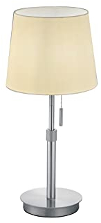 Höhenverstellbare Tischleuchte Silber mit Stoffschirm Weiß, max. Höhe 56cm