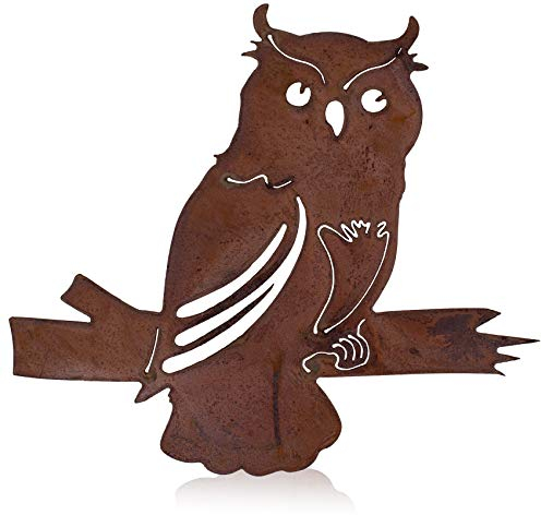 B2S BACK2SEASON Metall Eule mit Baumspieß Rost Baumstecker Deko Rostfigur Tierfigur Tierstecker Baumdekoration