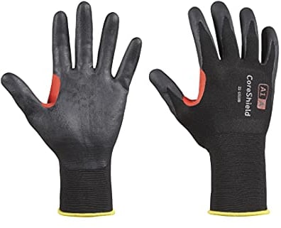 Honeywell 10 Pairs CoreShield™ Cut Resistant Work Gloves, Black/Red, Cut Level A, Nitrile Microfoam Coating, Washable, Touchscreen Capacitive, Size 9/L, 21-1518B/9L