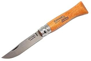 Opinel Couteau N°6, Acier au Carbone XC90, Facilité d'entretien, Résiste à la Corrosion, Manche en hêtre Vernis incolore, Lame de 8,5 cm, avec Bague de Double sécurité Virobloc