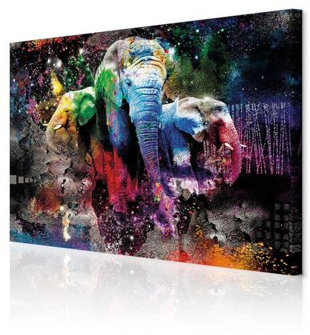 decomonkey Akustikbild Tiere Abstrakt 90x60 cm 1 Teilig Leinwand Modern | Bilder, Wandbilder XXL, Schallschlucker, Schallschutz, Akustikdämmung, Wandbild, Deko, Leise, Elefant