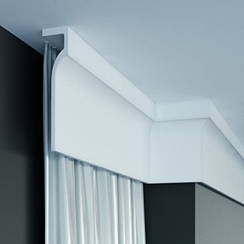 PROVISTON | Lichtleiste | Indirekte Beleuchtung | Deckenleiste | 130 x 50 x 2000 mm | Polyurethan | Weiß | Hochwertig | Stuckleiste | Modern | Robust | Langlebig | Stoßfest | 30 Meter