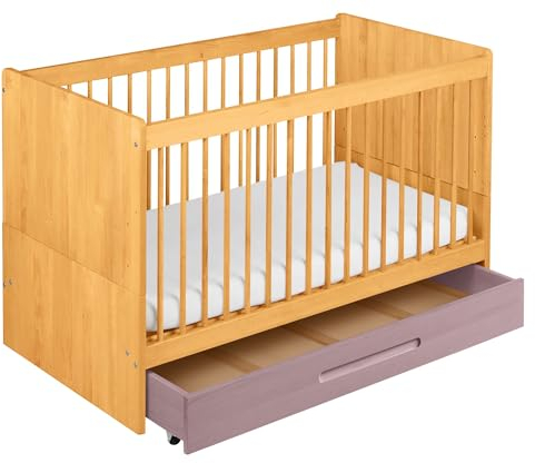 BioKinder Lina Kinderbett Gitterbett Babybett mit Bettkasten und bionik Matratze 70 x 140 cm