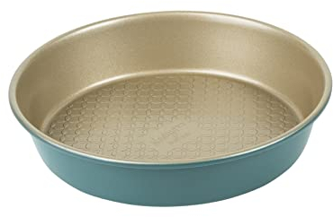 Prestige x Nadiya Round 9 Inch Cake Tins for Baking - Non Stick Round Cake Tin, Dishwasher Safe Steel Bakeware, Teal & Gold