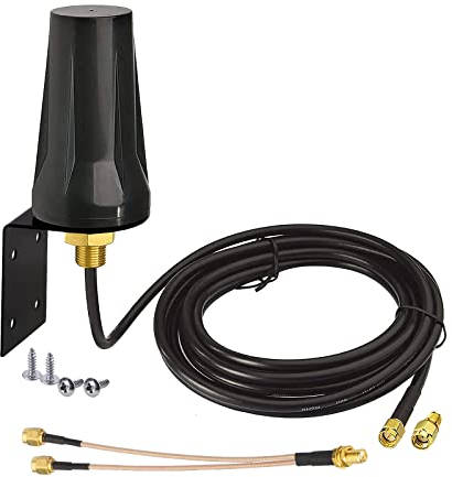 Bingfu Antenna 4G LTE Esterna SMA Maschio 5dBi Supporto Fisso Impermeabile con Cavo Separatore SMA-F a Doppio SMA-M Compatibile con GSM 3G 4G LTE Cellulare Router Passerella Modem Fotocamera Pista