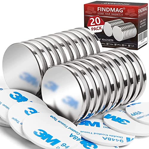 20 Stück 30 x 3 mm Magnete Stark, 8 kg ziehen Starke Magnet, Neodym Magnet, Magnete Selbstklebend Stark, Kühlschrankmagnete, Magnete für Magnettafel, Seltenerdmagnete mit doppelseitigem Klebstoff
