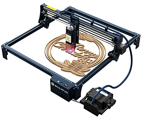 SCULPFUN S30 Pro La-ser Engraver Cutter, 10W Optical Power Engraving Machine with Automatic Full Air Assist Kit, Cut 6mm Plywood in One Pass, with Replaceable Lens Design and Limit Switch