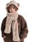 Schal für Damen, niedliches Bären-Mütze, Langer Kapuzen-Schal mit Fäustlingen, niedliches Tier-Kunstfell, Hut, Kapuze, Schal, Handschuhe für Outdoor-Ski, Snowboard, Radfahren