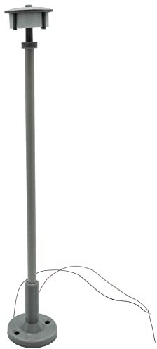 ML-Train Nostalgische LED Straßenlaterne Bahnhofslaterne Rundscheibenleuchte blau/grau - Gartenbahn Spur G Zubehör (Grau - 1 Stück)