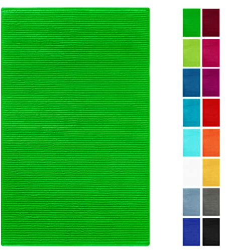 Lashuma Badezimmerteppich saugstark 50x80 cm, Linz schnelltrocknende Badematte Baumwolle Forst - Grün