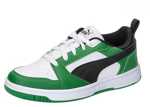 PUMA Unisex Kinder Rebound V6 Lo Ac Ps Turnschuhe, Puma White Puma Black Archive Green, 30 EU