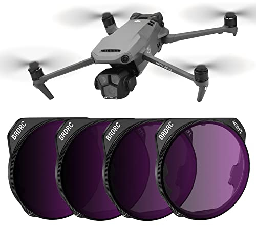 BRDRC ND Filter-Sets für DJI Mavic 3 Pro, 4er-Pack ND8PL ND16PL ND32PL ND64PL Filter Zubehör (Aluminiumlegierung-Rahmenversion)