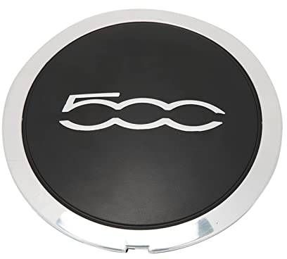 Coprimozzo Ruota Centrale con Rivestimento 68078419AC Sostituzione Coprimozzo Centrale Resistente Al Calore per 500 (Cerchio bianco lettera bianca)