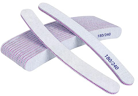 URAQT 15 Stück Nagelfeilen 180/240, Nagelfeilen Doppelseitige, Doppelseitige Einweg Nagelfeile, Nagelfeilen für Gelnägel, Nagelfeilen Einweg, Kern in Lila Bananenfeile Werkzeuge & Zubehör(Weiß)