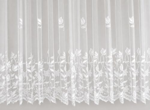 Clever-Kauf-24 Fertiggardine Edel Jacquard Universalband versch. Größen Vorhang Gardine weiß BxH 450x175cm