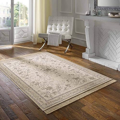 Taracarpet Teppich Palazzo Royal Antique Roses Bordüre grau 195x300 cm Kurzflor Orientteppich für Wohnzimmer Esszimmer und Schlafzimmer
